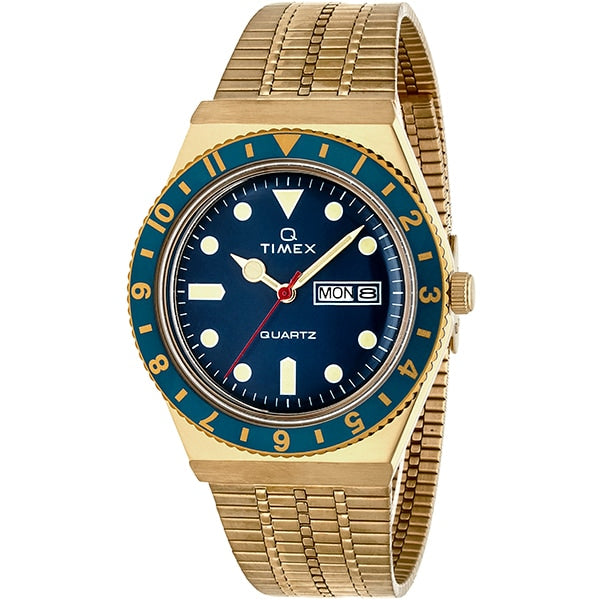 TIMEX TW2U62000 Watch - Q Timex - 1-Year Warranty Gold & Blue Watch | Genuine TIMEX Product