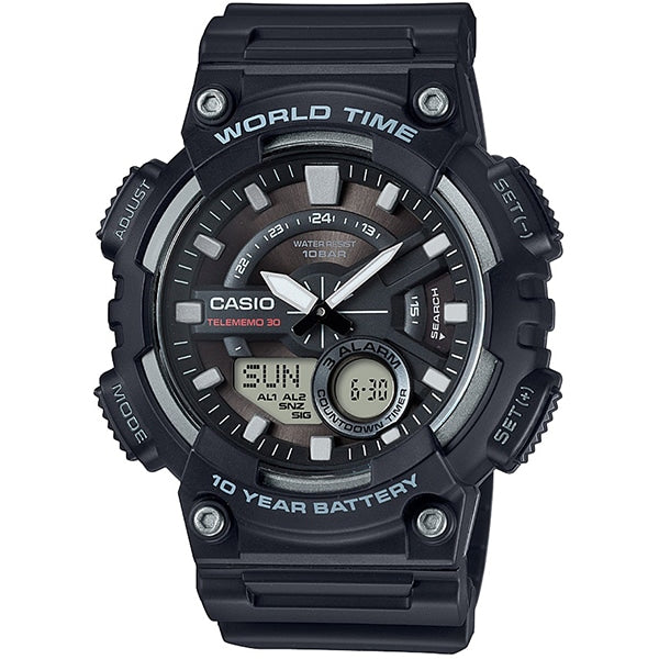 CASIO AEQ-110W-1AJH Watch - Standard Watch "Casio Collection" - Digital Display, Water Resistant, LED Backlight