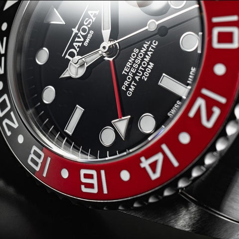 DAVOSA 161.571.90 DAVOSA Ternos Pro GMT TT DIVER Ceramic Bezel Automatic Watch Black/Red - Genuine Product