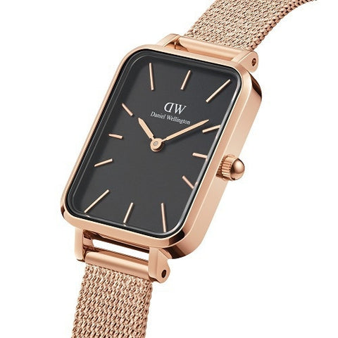 Daniel Wellington DW00100432 Watch - Daniel Wellington QUADRO 20X26 MESH R BK Ladies Watch - Elegant Timepiece for Women (Ima