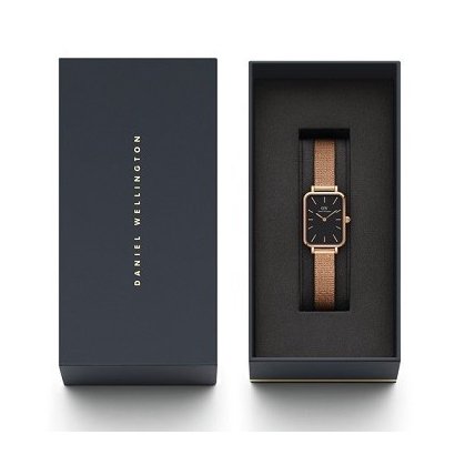 Daniel Wellington DW00100432 Watch - Daniel Wellington QUADRO 20X26 MESH R BK Ladies Watch - Elegant Timepiece for Women (Ima