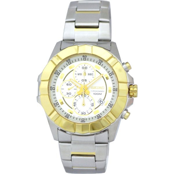 SEIKO SNDD74P1 Watch - Chronograph Quartz Men's Watch with Combo Bracelet Water Resistant Stopwatch and Date Function