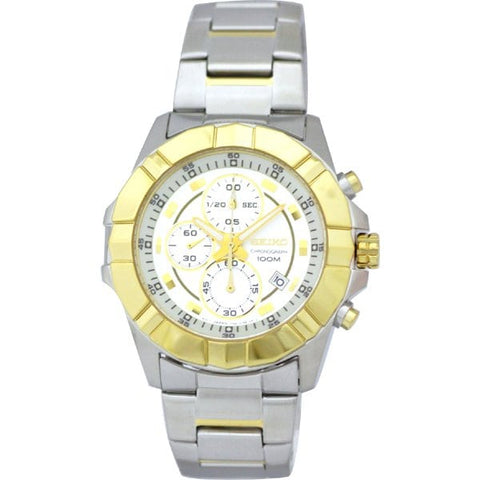 SEIKO SNDD74P1 Watch - Chronograph Quartz Men's Watch with Combo Bracelet Water Resistant Stopwatch and Date Function
