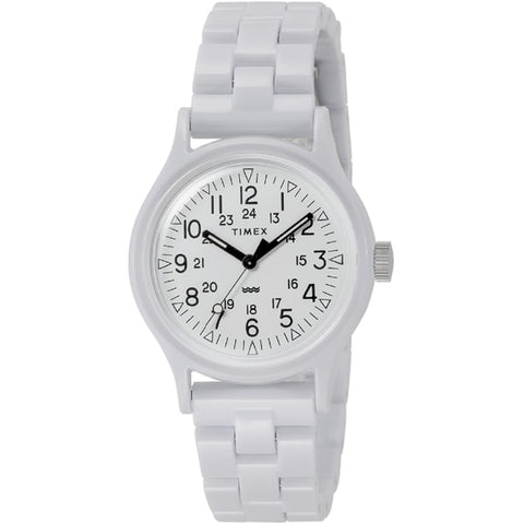 TIMEX TW2V19900 Classic Tile Collection TIMEX Original Camper Watch - 1-Year Warranty, Stylish White Design [Genuine Product]