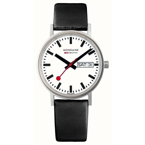 MONDAINE A667.30314.11SBBV Watch - MONDAINE Classic Day-Date 36mm Vegan Grape Leather Watch - Model [Genuine Product] (Image 