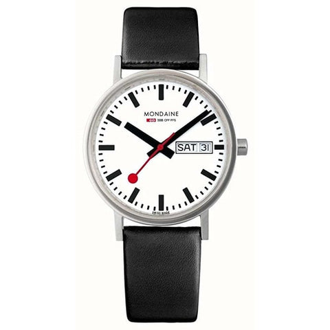 MONDAINE A667.30314.11SBBV Watch - MONDAINE Classic Day-Date 36mm Vegan Grape Leather Watch - Model [Genuine Product] (Image 
