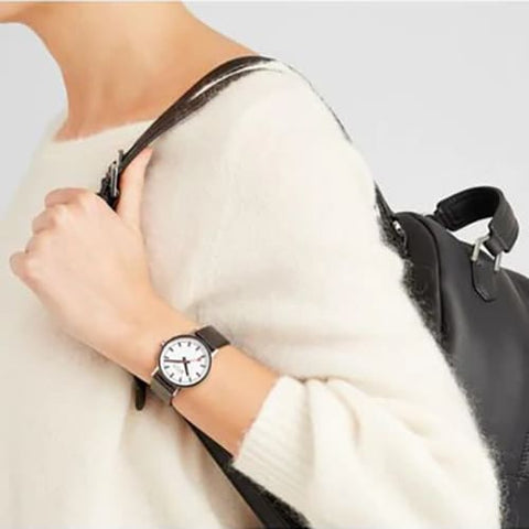 MONDAINE A660.30314.11SBBV Watch - MONDAINE Classic 36mm Vegan Grape Leather Watch - Eco-Friendly Timepiece (Image 4)