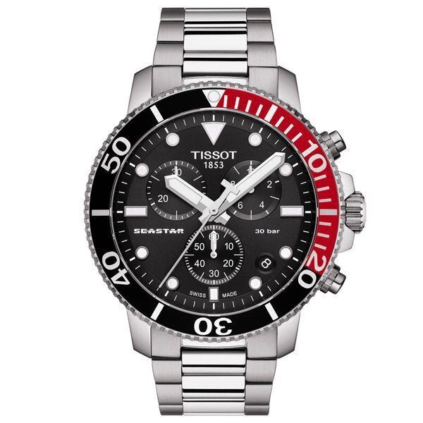 TISSOT T1204171105101 Watch - SEASTAR 1000 Quartz Chronograph Men's Bracelet Water Resistant with 2 Year Warranty