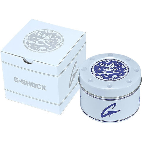 CASIO GA 2100BWP 2AJR G SHOCK Men's Watch with Blue Floral Design, Shock Resistant, 200M Water Resistant, Durable Resin Band