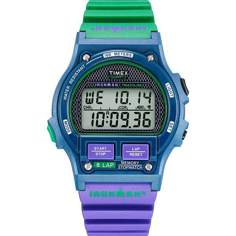 TIMEX TW5M54600 Timex Ironman 8 Lap - 1-Year Warranty, Green & Purple Sports Watch [Genuine Product]