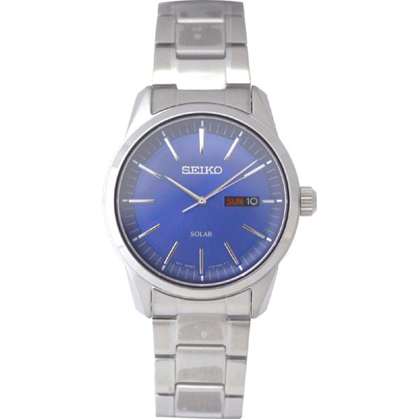 SEIKO SNE525P1 Watch - Solar Powered Stainless Steel Men's Watch Water Resistant Elegant Design 1-Year Warranty