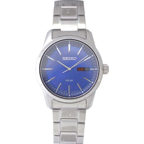 SEIKO SNE525P1 Watch - Solar Powered Stainless Steel Men's Watch Water Resistant Elegant Design 1-Year Warranty