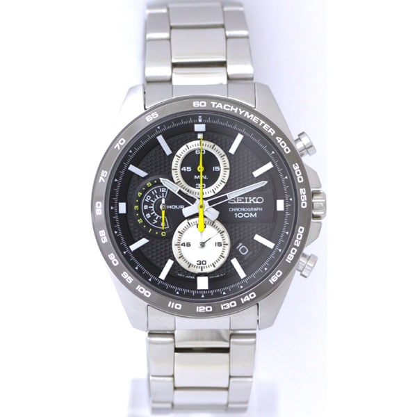 SEIKO SSB261P1 Watch - Chronograph Quartz Black IP Bezel Men's Watch with Water Resistance and 1 Year Warranty