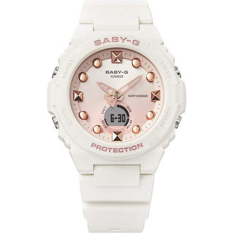 CASIO BGA 320 7A1JF Stylish Ladies BABY G Beach Scene Theme Watch with Water Resistance, Shock Resistance, and Trendy Design for Everyday Wear