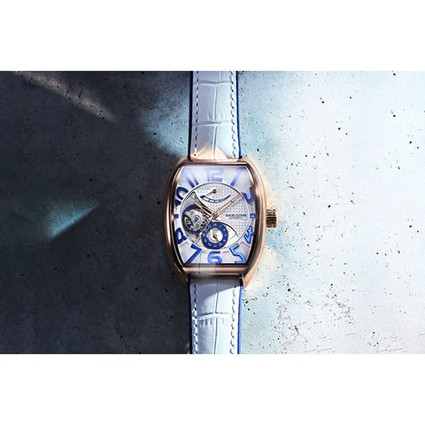 ANGEL CLOVER DPA38PWH WH Double Play Automatic Watch with Elegant White Design, Precision Quartz Movement, and Durable Stainless Steel Case