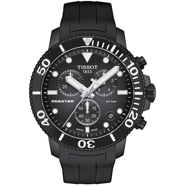 TISSOT T120.417.37.051.02 Watch - SEASTAR Chrono QT ALLBK Rubber (Heiko)