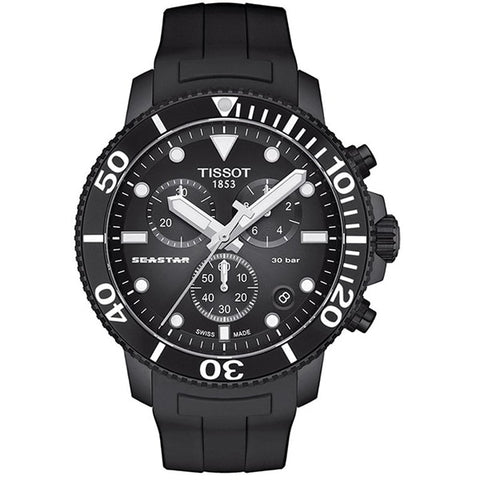 TISSOT T120.417.37.051.02 Watch - SEASTAR Chrono QT ALLBK Rubber (Heiko)