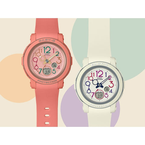 CASIO BGA 290PA 4AJF Ladies BABY G Retro Pop Multicolor Watch with Shock Resistance, Water Resistance up to 100m, and Stylish Vibrant Design for Everyday Wear