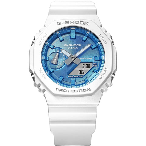 CASIO GA 2100WS 7AJF Men's G SHOCK Precious Heart Selection with Durable Resin Case, Water Resistance, Stylish White Design, and Shock Resistance for Everyday Wear