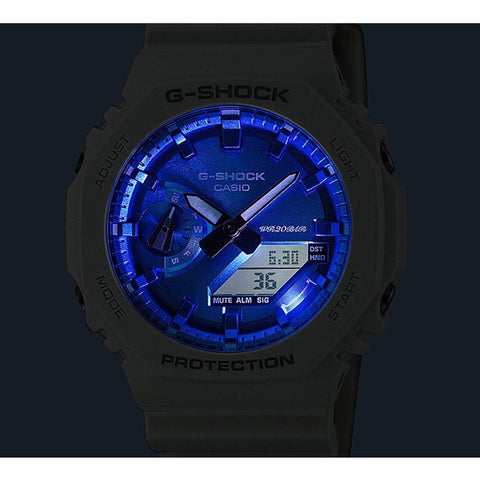 CASIO GA 2100WS 7AJF Men's G SHOCK Precious Heart Selection with Durable Resin Case, Water Resistance, Stylish White Design, and Shock Resistance for Everyday Wear