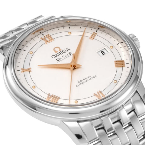 OMEGA 424.10.40.20.02.002 De Ville Prestige Co Axial Chronometer Men's Watch with Metal Band and 5 Year Warranty for Timeless Elegance