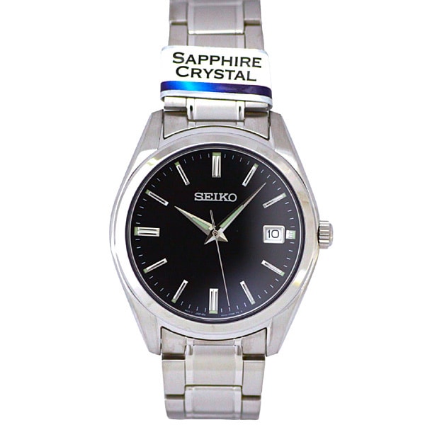 SEIKO SUR311P1 Watch - Quartz Stainless Steel Bracelet 100M Water Resistance Black Dial Men's Watch 1-Year Warranty