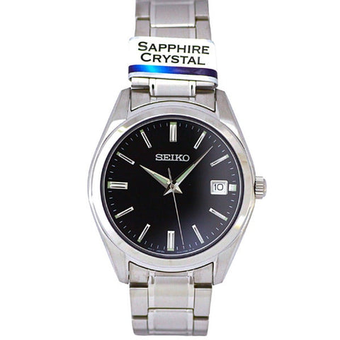 SEIKO SUR311P1 Watch - Quartz Stainless Steel Bracelet 100M Water Resistance Black Dial Men's Watch 1-Year Warranty