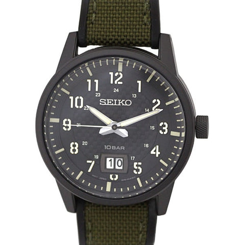 SEIKO SUR325P1 Watch - Quartz Black Dial Men's Watch 100M Water Resistant Silicone Band Stylish Design 1 Year Warranty