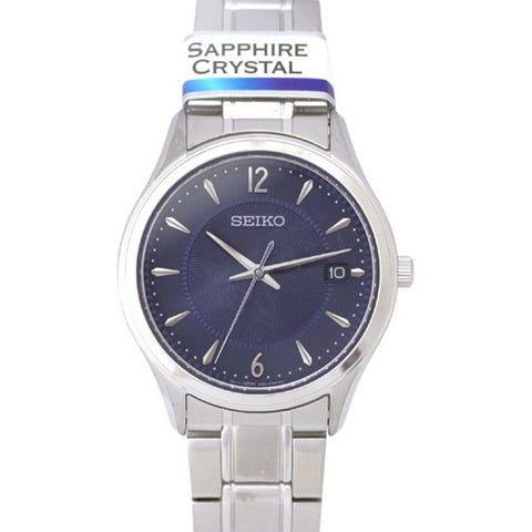 SEIKO SUR419P1 Watch - Quartz Stainless Steel Bracelet 100M Water Resistant Blue Men's Watch with 1 Year Warranty