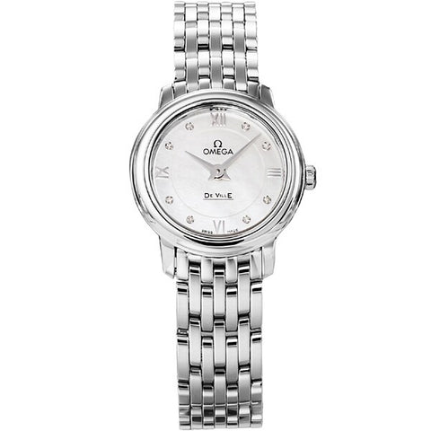 OMEGA 424.10.24.60.55.001 De Ville Prestige Quartz Ladies Watch with Elegant Metal Bracelet and 5 Year Warranty for Timeless Style