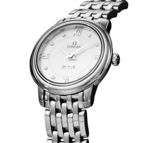 OMEGA 424.10.24.60.55.001 De Ville Prestige Quartz Ladies Watch with Elegant Metal Bracelet and 5 Year Warranty for Timeless Style