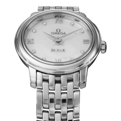 OMEGA 424.10.24.60.55.001 De Ville Prestige Quartz Ladies Watch with Elegant Metal Bracelet and 5 Year Warranty for Timeless Style
