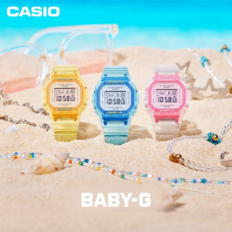 CASIO BGD 565SJ 2JF Ladies BABY G Watch with See Through Design, Shock Resistant, Water Resistant, and Stylish Casual Look