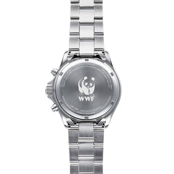 ORIENT RN-TX0205S Watch - Men's Sports Mako WWF Japan Collaboration Limited Edition Chronograph Solar Powered Metal Band (Ima