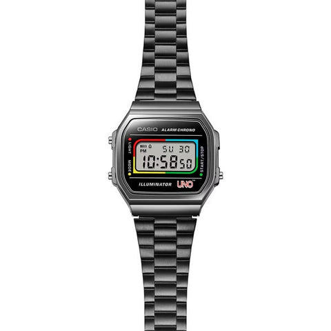 CASIO A168WEUC 1AJR Classic Digital Watch with Stainless Steel Band, Water Resistant, LED Backlight and Retro Design