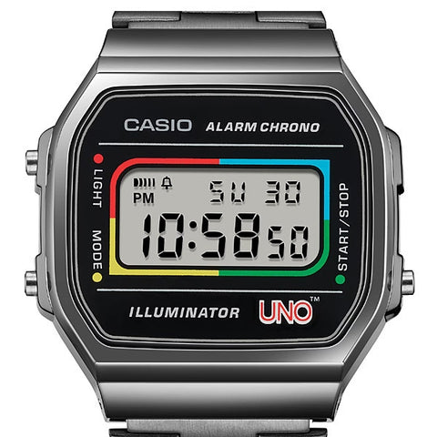 CASIO A168WEUC 1AJR Classic Digital Watch with Stainless Steel Band, Water Resistant, LED Backlight and Retro Design