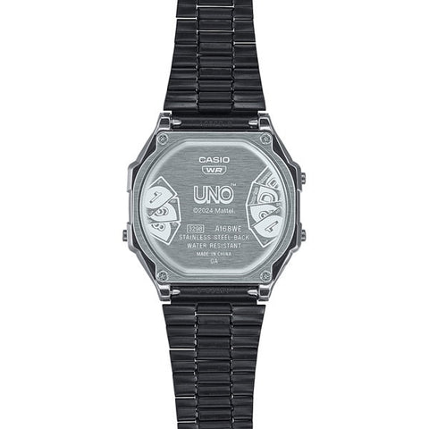 CASIO A168WEUC 1AJR Classic Digital Watch with Stainless Steel Band, Water Resistant, LED Backlight and Retro Design