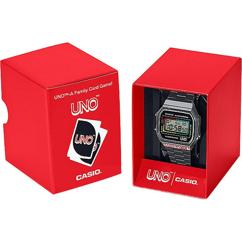 CASIO A168WEUC 1AJR Classic Digital Watch with Stainless Steel Band, Water Resistant, LED Backlight and Retro Design