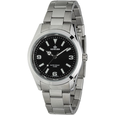 No Brand YB-SV-AM266-BKS Stylish Design Water Resistant Durable Stainless Steel Elegant Black Dial