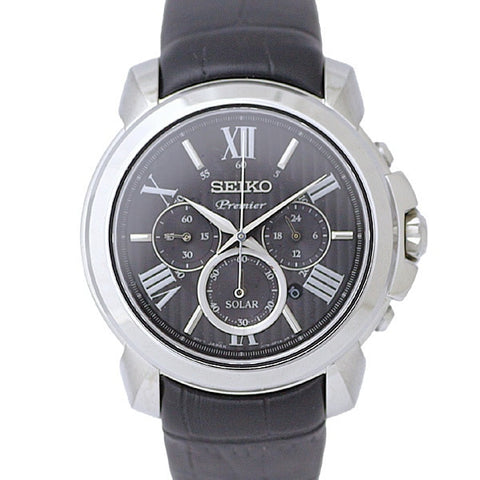 SEIKO SSC597P2 Watch - Chronograph Solar Powered Men's Watch with Leather Strap 10BAR Water Resistance and 1 Year Warranty