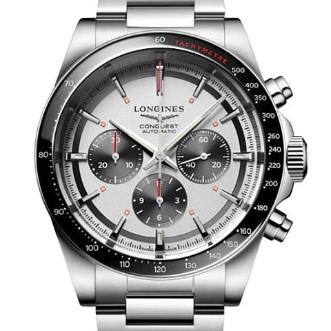 Longines L3.835.4.72.6 Conquest Watch with 2 Year Warranty, Swiss Automatic Movement, and Elegant Stainless Steel Design