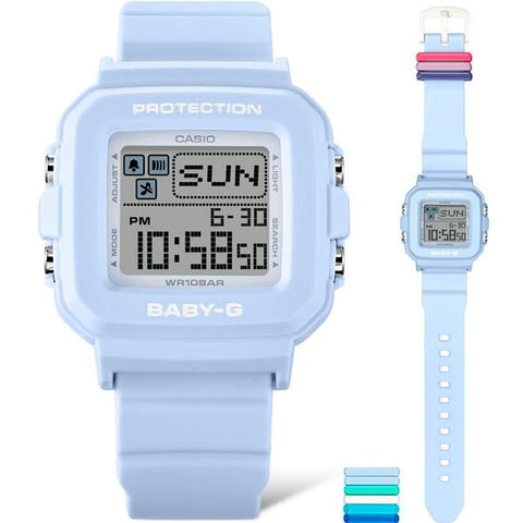 CASIO BGD 10L 2JR Stylish Ladies BABY G Watch with Colorful Loop, Shock Resistant Design, Water Resistant Up to 100m, and Easy to Read Digital Display