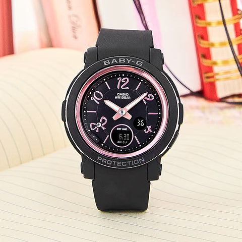 CASIO BGA 290RA 1AJF Stylish Ladies BABY G Watch with Ribbon Design, Shock Resistant, Water Resistant up to 100m, Ideal for Active Lifestyles