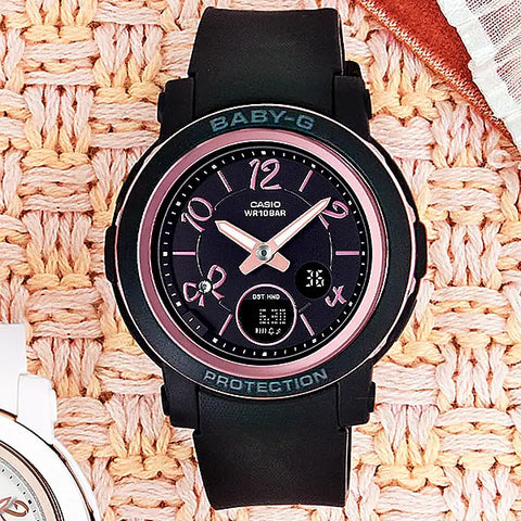 CASIO BGA 290RA 1AJF Stylish Ladies BABY G Watch with Ribbon Design, Shock Resistant, Water Resistant up to 100m, Ideal for Active Lifestyles