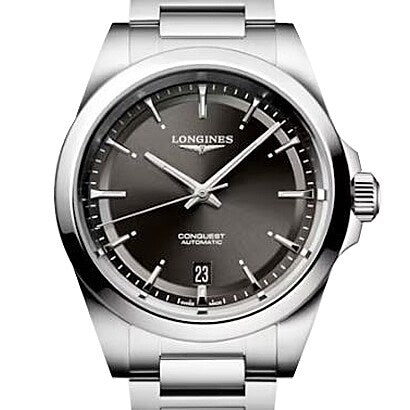 Longines L3.720.4.52.6 Conquest Sunray Black Watch with 2 Year Warranty, Swiss Automatic Movement, and Water Resistance up to 300 Meters