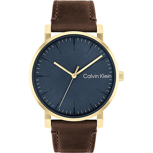 CALVIN KLEIN 25200261 Watch - CALVIN KLEIN CK SLATE Navy Dial Leather Band Quartz Watch - Stylish Timepiece for Men
