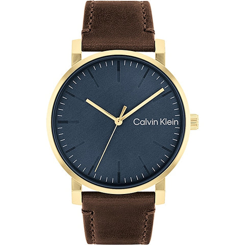 CALVIN KLEIN 25200261 Watch - CALVIN KLEIN CK SLATE Navy Dial Leather Band Quartz Watch - Stylish Timepiece for Men