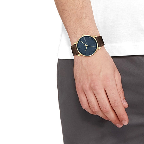 CALVIN KLEIN 25200261 Watch - CALVIN KLEIN CK SLATE Navy Dial Leather Band Quartz Watch - Stylish Timepiece for Men (Image 4)