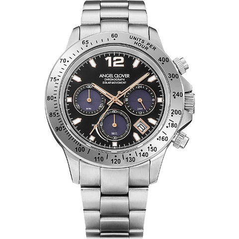 ANGEL CLOVER NLUS44SSV PBK Stylish Men's Metal Belt with Solar