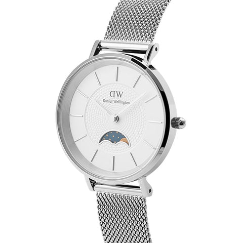 Daniel Wellington DW00100772 Watch - Daniel Wellington Petite Moonphase 32mm SWH White Watch - Elegant Women's Timepiece (Ima